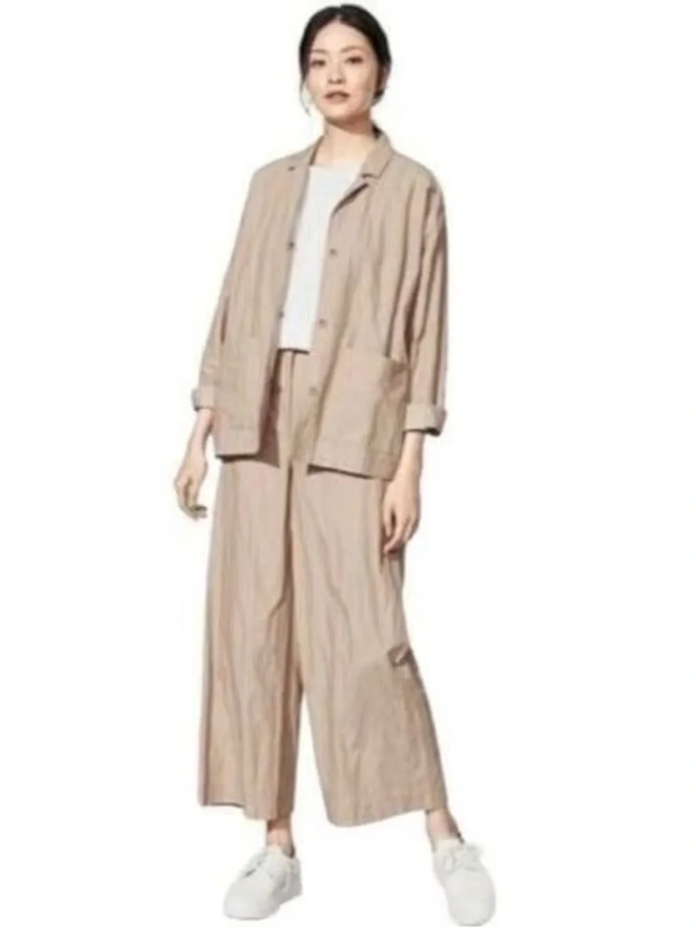 Eileen Fisher Olive Green Open-Front Relaxed Blazer